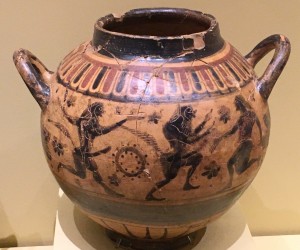 Attic Bronze Age vase with ithyphallic satyrs