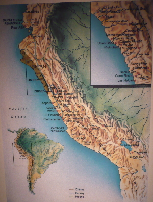 Map of Peru showing Moche civilisation