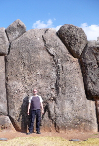 Me and one of the megaliths at Saqsaywaman, Cuzco - click to see more on Flickr